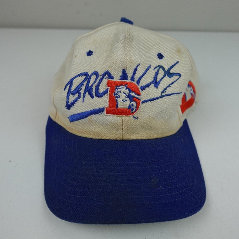 Vintage Denver Broncos Hat Cap Snap Back Mens One Size Blue White NFL AJD 90s